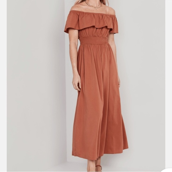 Old Navy Waist Defined Ruffle Off The Shoulder Smocked Maxi Dress SIZE XXL - Picture 1 of 6